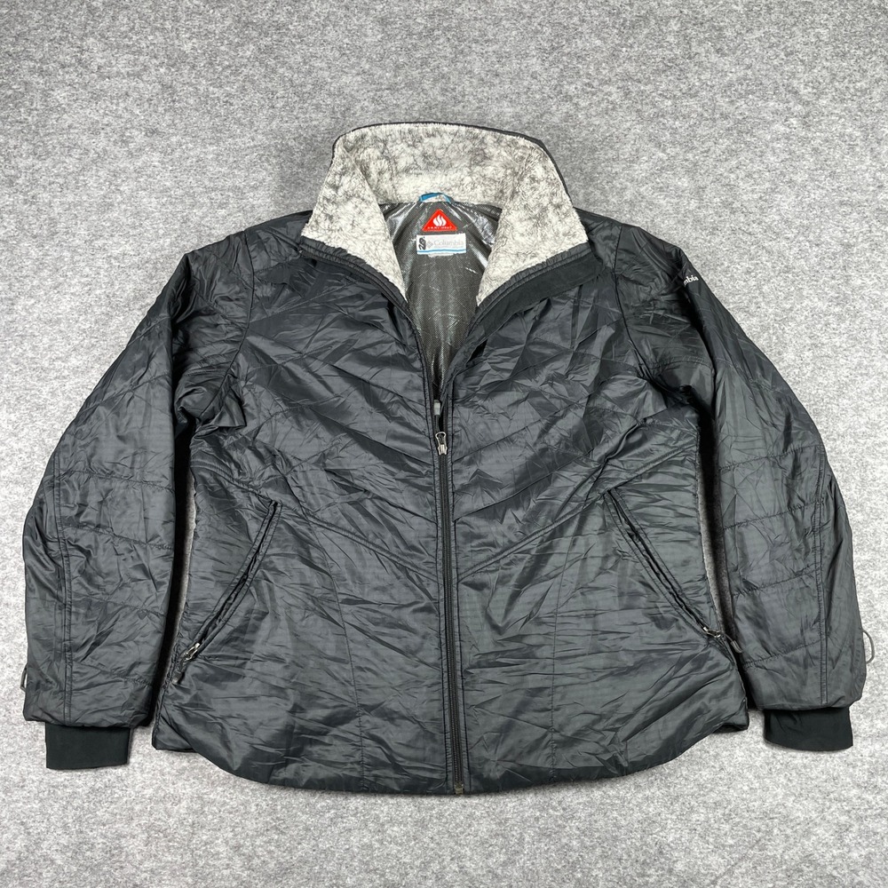 Columbia Jacket Womens 1X Black Omni-Heat Insulated Quilted Kaleidaslope II